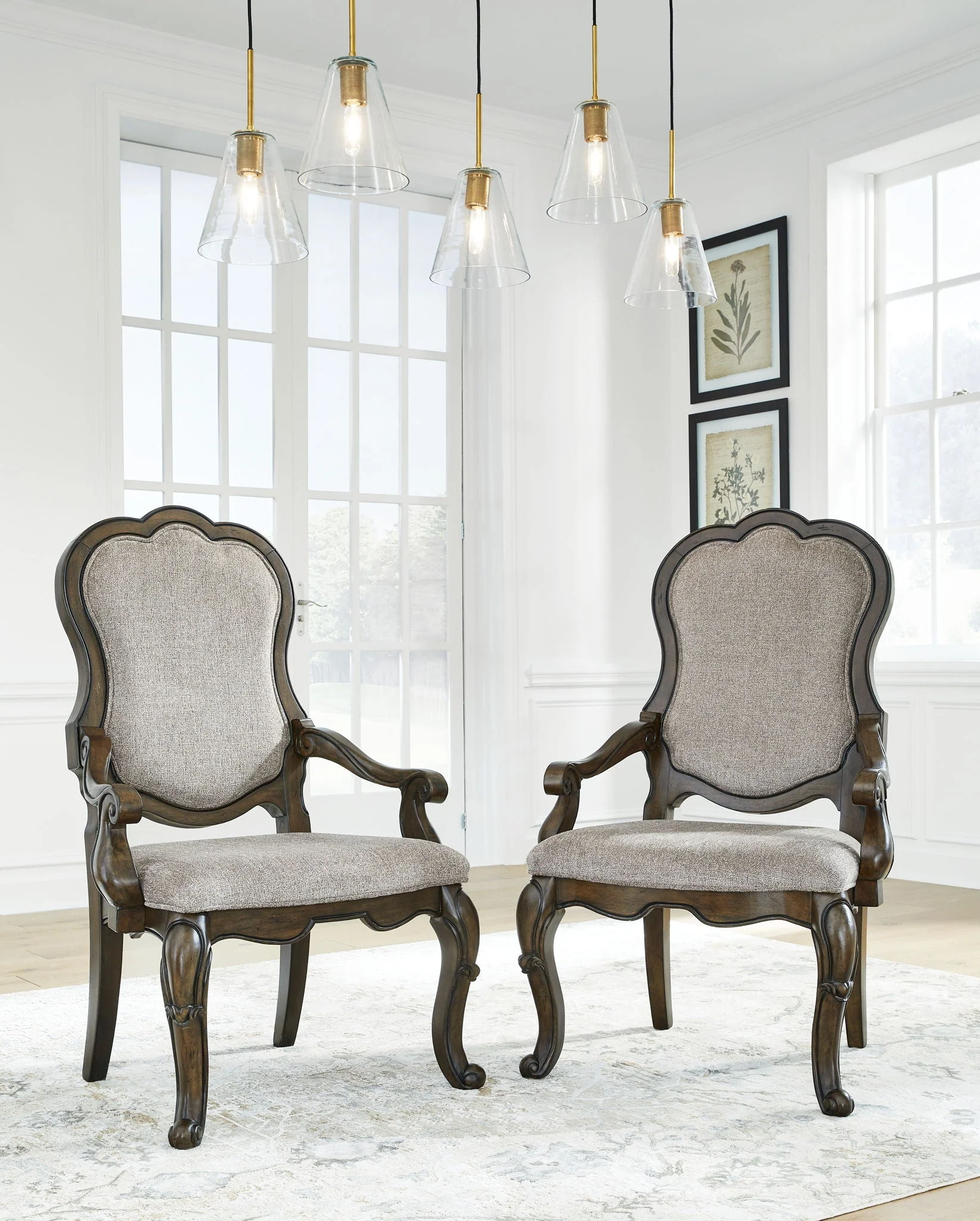 Maylee - Dining Upholstered Arm Chair - Dark Brown - Image 2