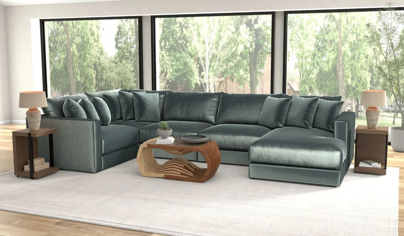 Remington Pine 5 Piece Right Side Facing Chaise Sectional