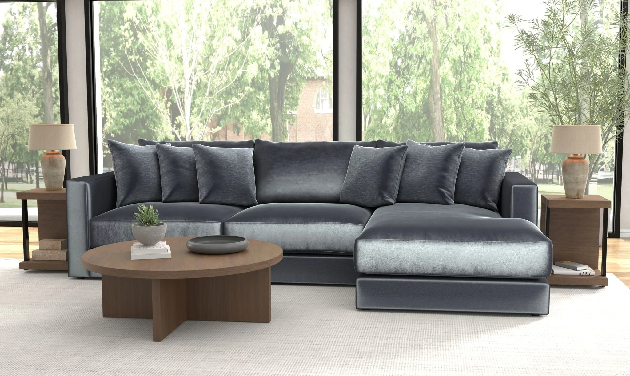 Remington Slate 3 Piece Right Side Facing Chaise Sectional